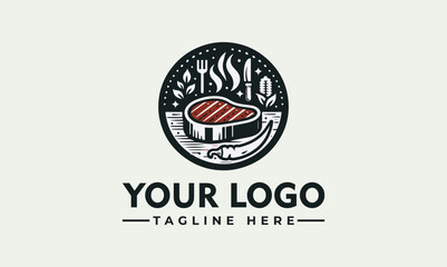 Canvas Print - Steak Vector Logo  A Timeless Design for Restaurant, Food, and Lifestyle Brands Embrace the Sizzling Grill, Tender Cuts, and Mouthwatering Flavors with the Enchanting Steak Vector Logo