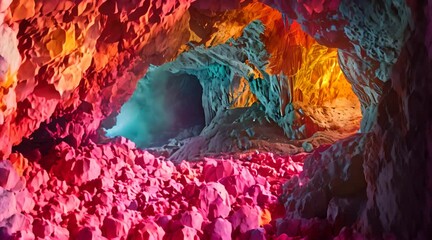 Wall Mural - a cave filled with lots of different colored rocks