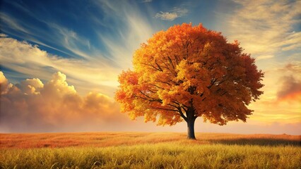Wall Mural - Autumn background with a tree, autumn, background, fall, tree, leaves, season, nature, colors, foliage, outdoors, scenic