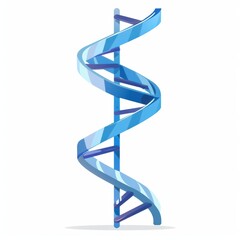 DNA double helix model, science element, flat design, blue tones, isolated on white background 