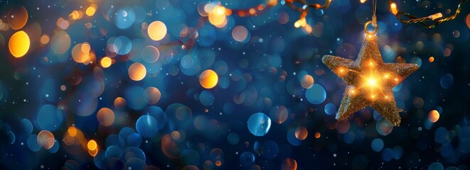 Wall Mural - immerse yourself in the enchanting ambiance of a festive christmas lights background with a glowing 