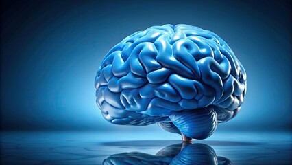 Wall Mural - render of a realistic blue brain, brain, science, technology, artificial intelligence, neuron, medical, anatomy