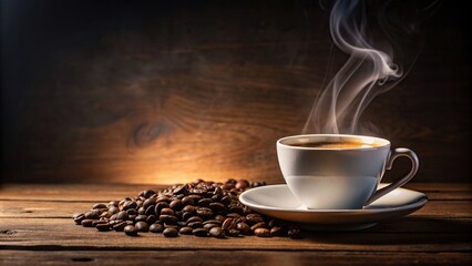 Wall Mural - Steaming cup of coffee made by midjeorney, coffee, midjeorney, beverage, drink, mug, morning, hot, barista, aroma, caffeine