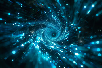 Wall Mural - dynamic digital tunnel in mesmerizing shades of blue: a futuristic and engaging visualization of cyb
