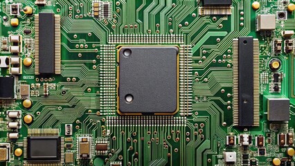 Wall Mural - Printed circuit board with electronic components, technology, electronics, PCB, circuit, computer