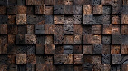 Sticker - background of wall marquetry with textured walnut and olive, 16:9, banner, wallpaper
