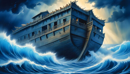 Wall Mural - large ships in wide seas and big waves 1