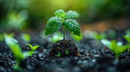 Wall Mural - Green Sprout in the Rain