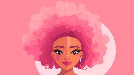 Wall Mural - african american woman with pink hair