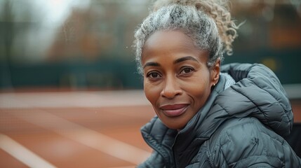 Wall Mural - Portrait of a Woman on a Tennis Court