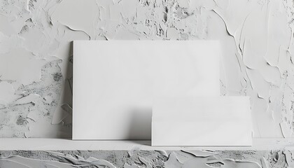 Poster - White Blank Canvas Mockup on a Rough Concrete Wall