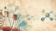 © Erika - fondo con efecto pintura o acuarela con elementos de ciencia y laboratorio haciendo investigacion y descubrimientos cientificos