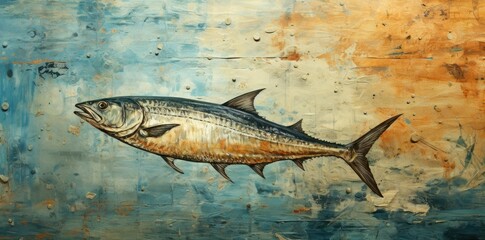 fishing background, background, soft texture, painting of a fish on a wall