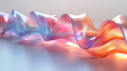 Holographic twisted ribbon with metallic sheen, 3D render, hd, with copy space