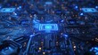 © Ashalina - A computer chip is shown in a blue and orange color scheme. Generate AI image