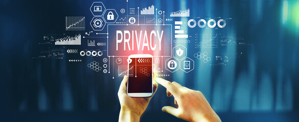 Poster - Privacy theme with person using a smartphone