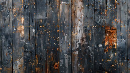 Wall Mural - Rustic grunge wooden plank background with rusty nail marks