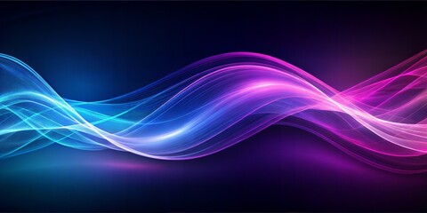 Canvas Print - Abstract digital waves in purple and blue creating a dynamic flow, with copy space, with empty space,