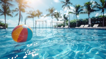 Beach Ball Floating in a Pool at a Resort