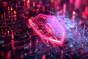 Leinwandbilder - Cybersecurity Shield - Digital Protection