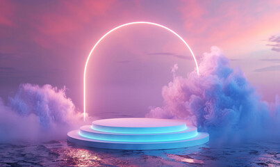 Wall Mural - podium for displaying products background-generative ai