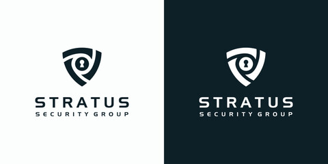 Technology connection security shield vector logo design with modern, simple, clean and abstract style.