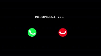 Incoming call ring icon background black Screen Animation of phone call icon, Incoming call ring icon background. Phone ring sign Animation of phone call icon.
