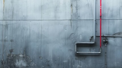 Wall Mural - electric wire in plastic tube on wall for factory light copy space