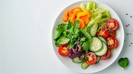 Wall Mural - Healthy Plate of Food on a Light Minimalist Background