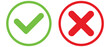 © Quirk Craft Studio - checkmark and x or confirm and deny line art color icon for apps and websites. buttons isolated on a white background. vector illustration.