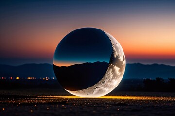 Wall Mural - spherical shape of the earth with bright hues, mirror dimensions.