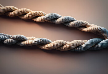 Wall Mural - Close-up of two intertwined ropes with a gradient background.