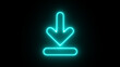 © Mdhuda - Neon Download button icon. Background with arrow direction down. Glowing neon download sign.