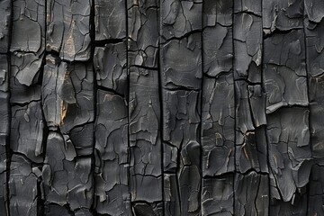 Canvas Print - Black soft stone charcoal burnt wood panels flexible charcoal burnt wood fire wood grain panels