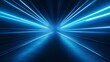 © CStock - neon blue lights with moving along dark tunnel illuminated