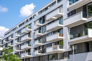 Wall Mural - White modern apartment building seen in Berlin, Germany