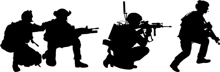 Military Silhouette Action Vector Illustration