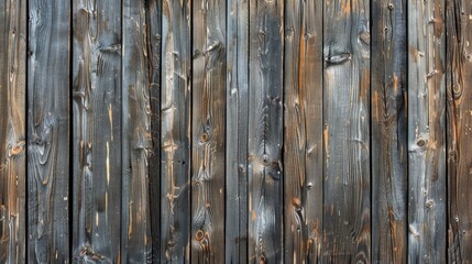 Wall Mural - Aged wooden wall with vertical planks Weathered wood panel surface