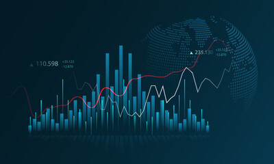 Wall Mural - technology background picture, data analysis chart, global financial market stock trading