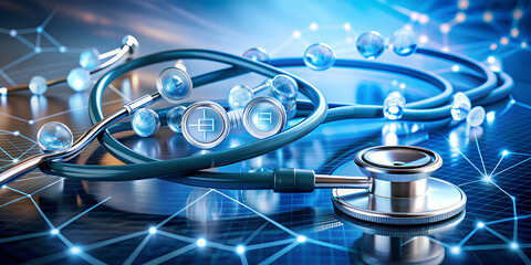 Wall Mural - Digital healthcare network connection. Medical and pharmaceutical background