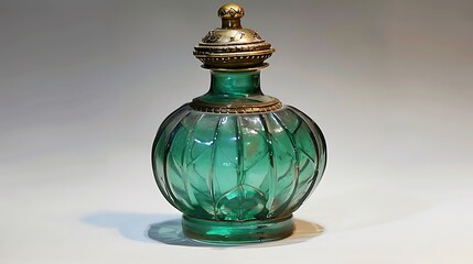 Wall Mural - Antique green glass perfume bottle see other with this bottle