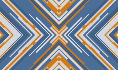 Wall Mural - Creative horizontal banner or cover with vibrant colours. Modern abstract background with geometric pattern. Blue and orange trendy vector illustration