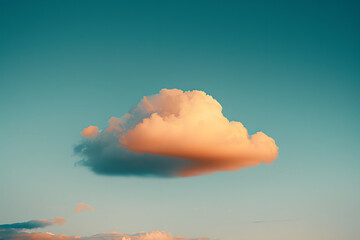 Wall Mural - a single cloud in the sky, unsplash photography, kodachrome 64, full width, shot at golden hour