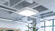 © BrilliantPixels - Ceiling-mounted wireless access point with sleek design, status lights in focus, modern office backdrop