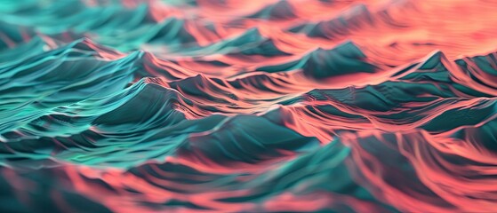 Wall Mural - Abstract close-up of vibrant, undulating waves in a sea of contrasting colors, creating a dynamic and mesmerizing visual effect.