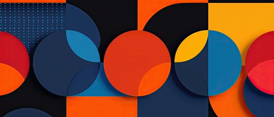 Wall Mural - Abstract geometric background with intersecting circles and vibrant colors