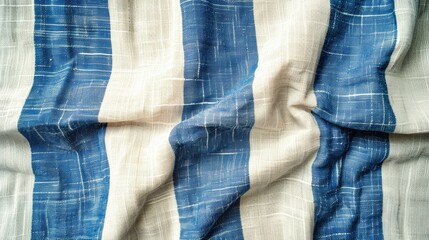 Poster - Blue and white striped cotton fabric as background texture square image with Instagram filter