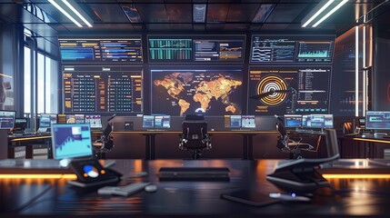 Aufkleber - A modern office setting showcasing a marketers workspace, featuring multiple screens displaying AI algorithms analyzing user behavior and optimizing advertising campaigns. Generative AI