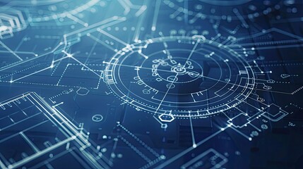 Canvas Print - Technical blueprints in abstract innovation