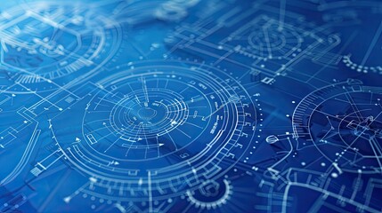 Canvas Print - Technical blueprints in abstract innovation